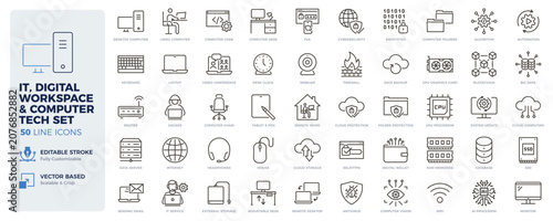 Photos IT, digital workspace, computer hardware and tech icons