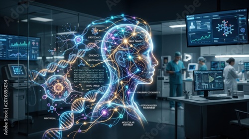 Holographic Human Head with Genomics DNA and Medical Lab Data
