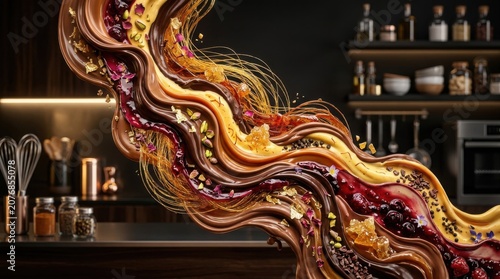 Luxury Flowing Chocolate Dessert Sauces with Gourmet Toppings