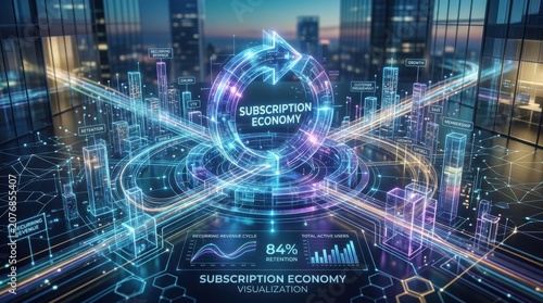 Subscription Economy Holographic Business Metrics Visualization