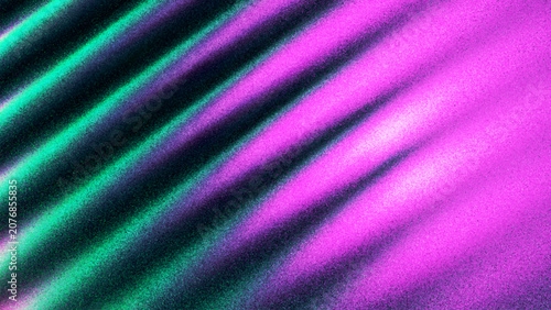 Vibrant diagonal waves created from thousands of individual dots. Rich grainy surface with tactile depth and motion for trendy digital project. Bright pink teal tones blend into dark shadows. Vector