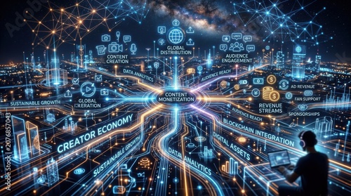 Digital Creator Economy Content Monetization Concept Visual