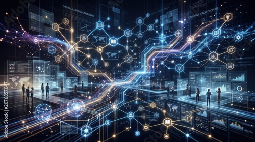 Digital Learning Network Futuristic Data Interface with Collaborative Teams