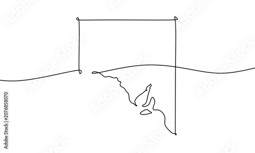 South Australia State Map, Australia. One Line Art. Minimal Continuous Line Outline Illustration