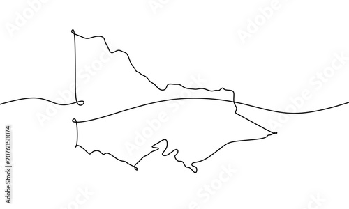 Victoria State Map, Australia. One Line Art. Minimal Continuous Line Outline Illustration