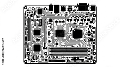 Computer motherboard circuit board illustration