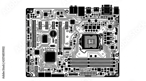 Computer motherboard circuit board illustration