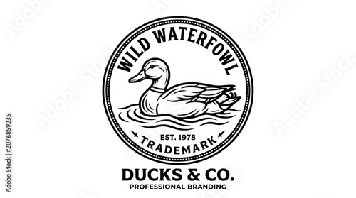 Wild Waterfowl Ducks & Co. Trademark Vintage Emblem Logo