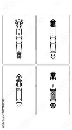 Four Sonic Screwdrivers - Line Art Collection