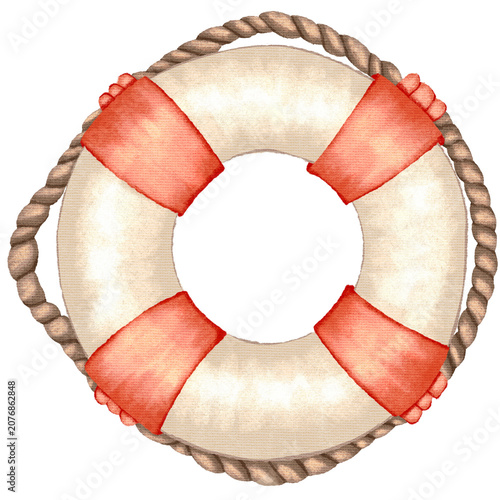 Hand drawn lifebuoy ring nursery clipart with grainy texture