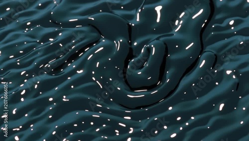 Viscous Obsidian Teal Liquid Waves with Sparkling Shimmering Flecks
