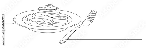 Continuous line drawing of spaghetti pasta with a fork 1.eps