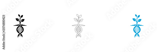Photos Genetic engineering logo set plant growth with dna helix black white and teal va