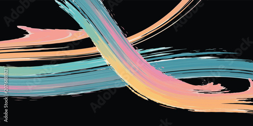 Dynamic Abstract Paint Strokes on Black Background.