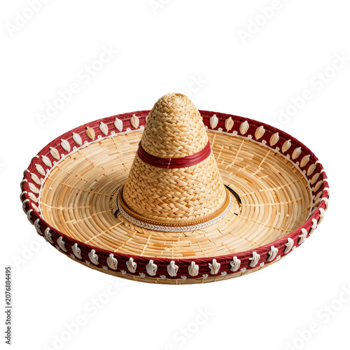Traditional mexican sombrero with red and white trim for cultural celebrations