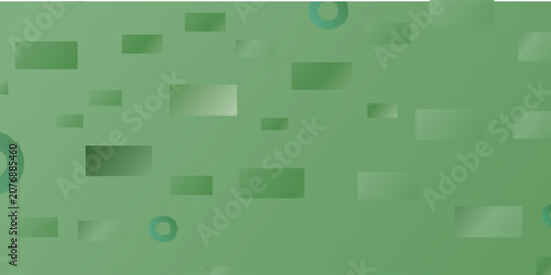 Abstract Geometric Shapes with Gradient Effects on Green Background.