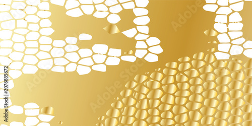 Golden mosaic pattern with abstract shapes and textured surface.