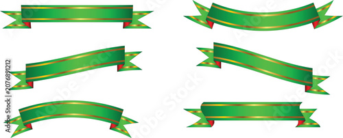 A striking and elegant set of green and gold ribbons