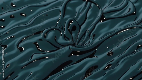 Viscous Petrol Blue Fluid with Deeply Creased Shimmering Folds


