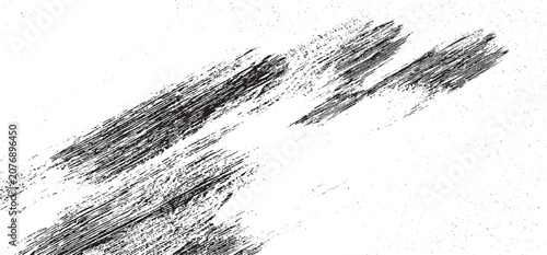 Abstract black paint splatter on white  black paint splatter with rough grunge texture dust scratches and expressive brush strokes on white background,