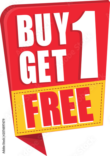 Dynamic buy one get one free speech bubble tag for exciting store promotions and consumer discounts