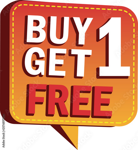 Eye Catching Buy One Get One Free Promotion Tag for Retail Marketing Campaigns and Online Sales Events