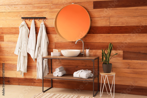 Interior of bathroom with t...