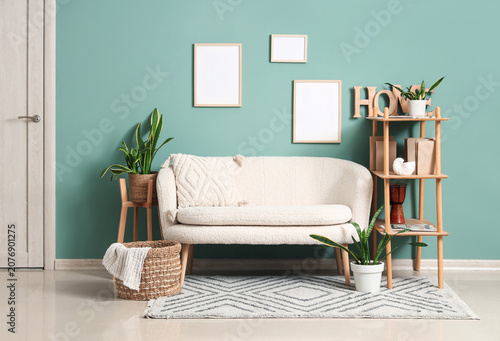 Comfortable sofa, shelving ...