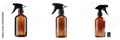 Set and Collection of professional spray bottle isolated on white transparent png background.