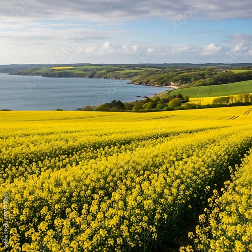 Golden sunlit field with winding river and hills.