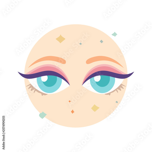 Flat vector illustration of female eyes with makeup