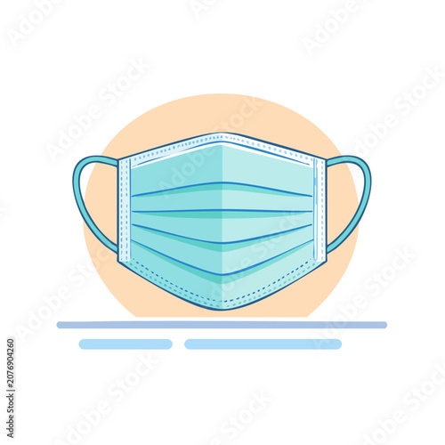 Light blue surgical mask flat vector illustration