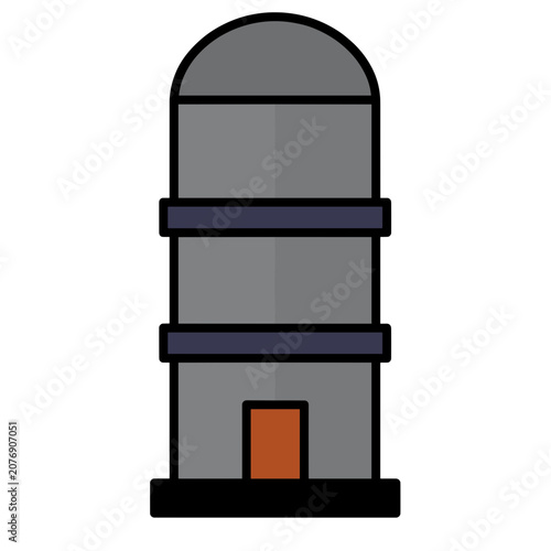 Minimalist Gray Tower Vector Illustration