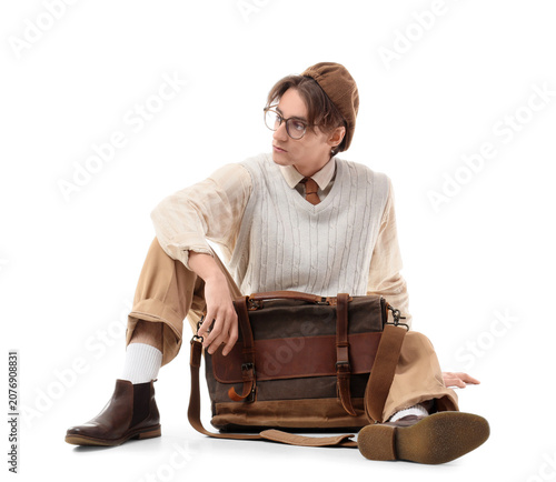 Fashionable young man in kn...