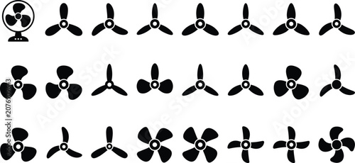 Принти на полотні Propeller and fan blade icon collection featuring ventilation cooling turbine ro