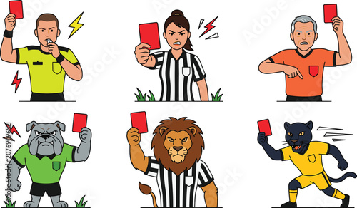 Tableau sur toile Red card referee collection featuring sports officials issuing penalties warning