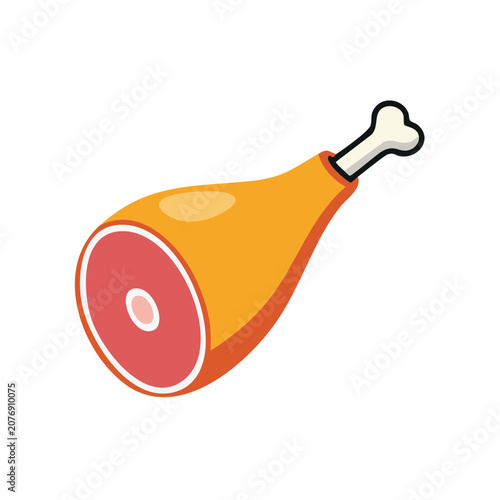 Illustration of a cured ham leg with bone