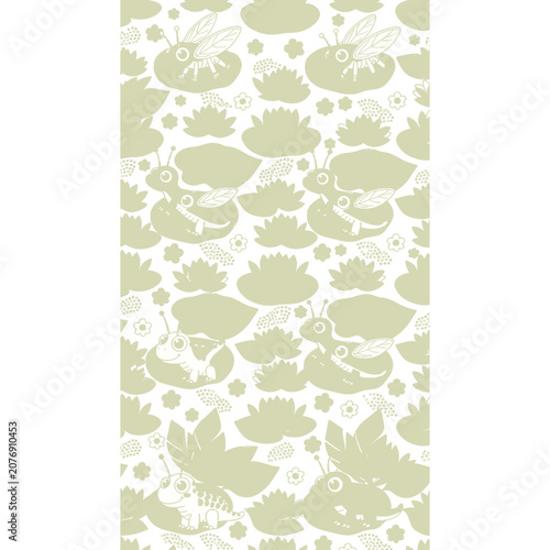 Seamless Pattern of Ladybugs and Lily Pads