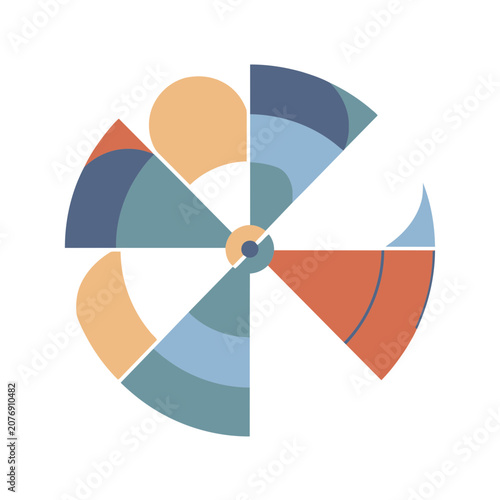 Abstract flat design windmill with geometric blades