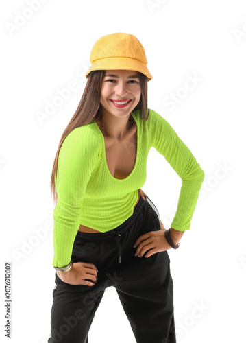 Female hip-hop dancer in bu...