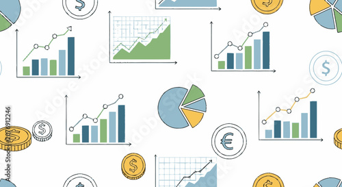 Hand-drawn flat graphic illustration showcasing multiple business grow