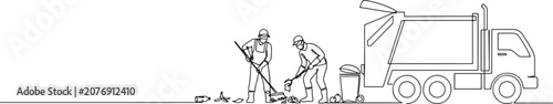 Fotografie scavenger cleaning masked workers cleaning the environment with garbage truck