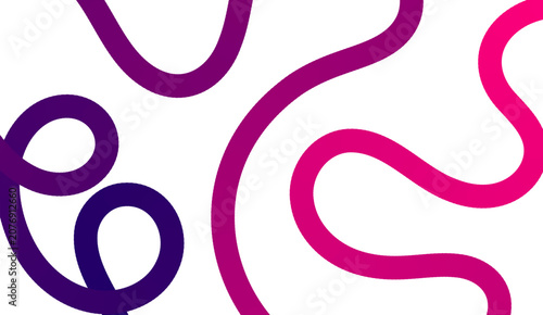Abstract magenta and purple gradient wavy lines on white background. Bold swirling strokes create a playful dynamic motion design for modern banners and creative presentations.