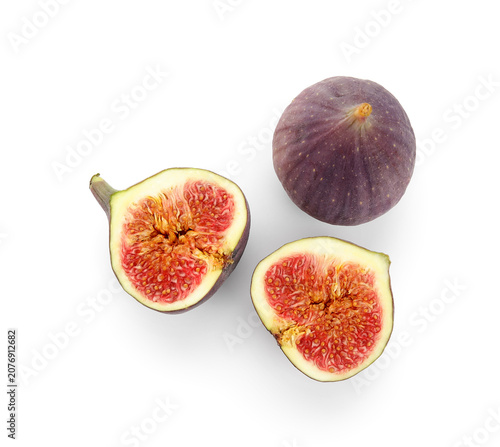 Fresh sweet figs on white b...