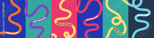Vibrant abstract poster with flowing shapes in warm colors featuring colorful, fluid wavy lines for a dynamic, modern feel, motivational design typography for creative wall art