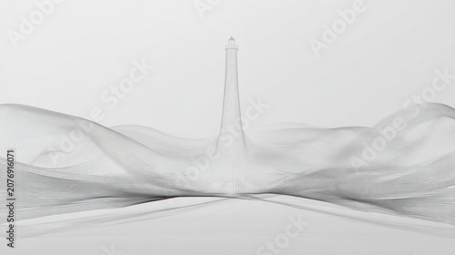 Abstract wave design with rising element on white background