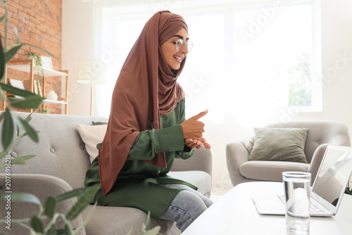 Young Muslim deaf mute woma...