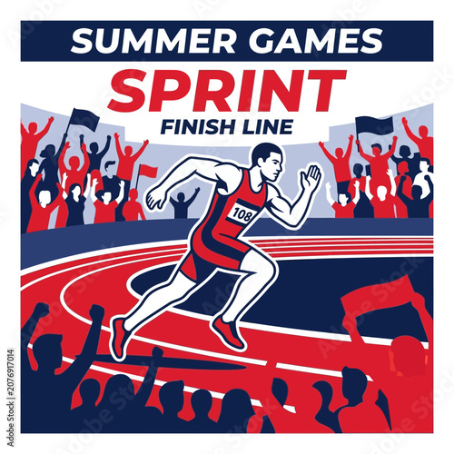 Dynamic Summer Games Sprint Race Finish Line Excitement