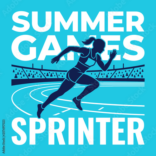 Dynamic Summer Games Sprinter Silhouette Captures Athletic Competition Energy