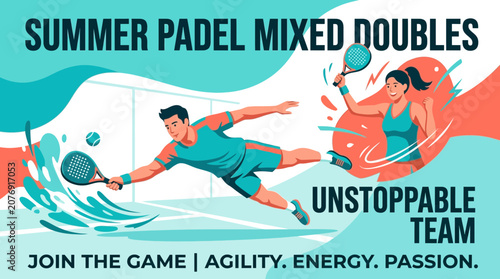 Dynamic Summer Padel Mixed Doubles Competition With Energetic Players
